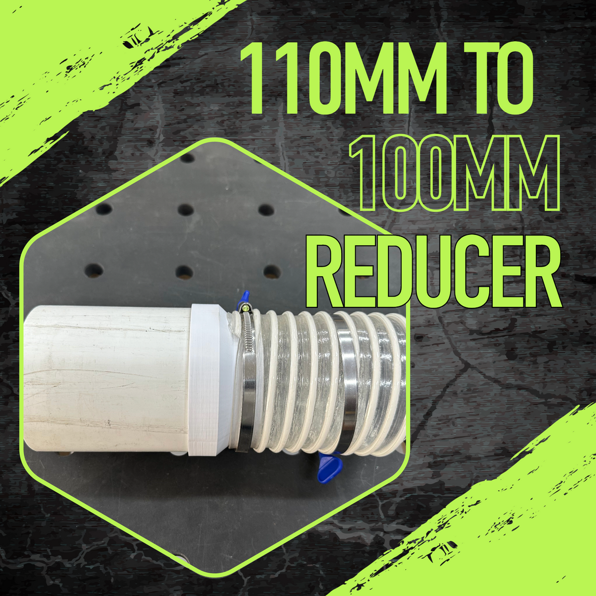 110mm SA PVC to 100mm Flexi Hose Adaptor – Dark Grain 3D Printing